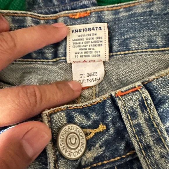 Vintage True Religion Bobby Low-rise Bootcut Denim Jeans Blue Distressed - Picture 6 of 6
